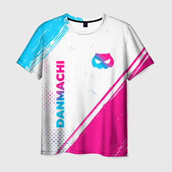 Мужская футболка DanMachi neon gradient style: надпись, символ