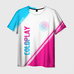 Мужская футболка Coldplay neon gradient style: надпись, символ