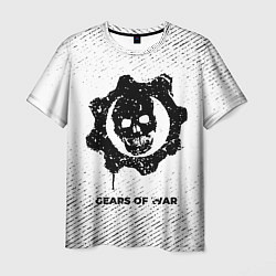 Мужская футболка Gears of War с потертостями на светлом фоне