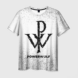 Мужская футболка Powerwolf с потертостями на светлом фоне