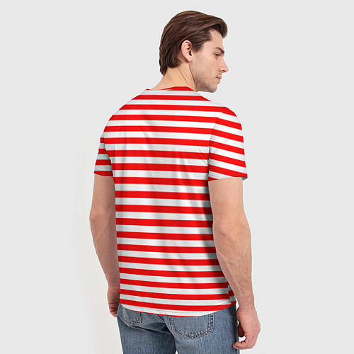 Мужская футболка Ярко красные полосы / 3D-принт – фото 4