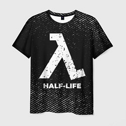 Мужская футболка Half-Life с потертостями на темном фоне
