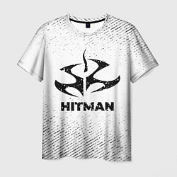Мужская футболка Hitman с потертостями на светлом фоне