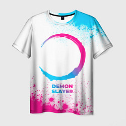 Мужская футболка Demon Slayer neon gradient style