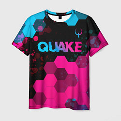 Мужская футболка Quake - neon gradient: символ сверху