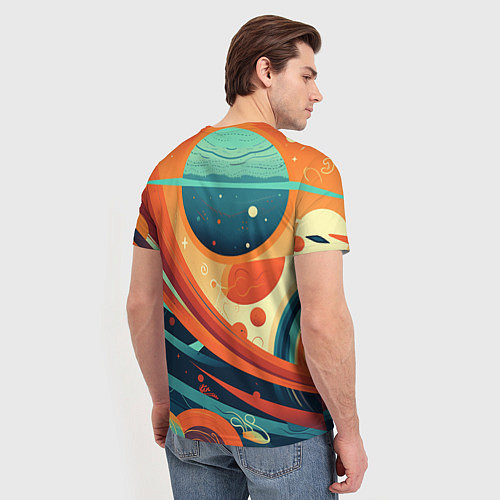 Мужская футболка Абстрактный космический пейзаж: арт нейросети / 3D-принт – фото 4