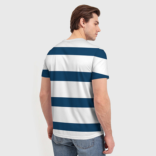 Мужская футболка Бело-синий полосатый узор / 3D-принт – фото 4