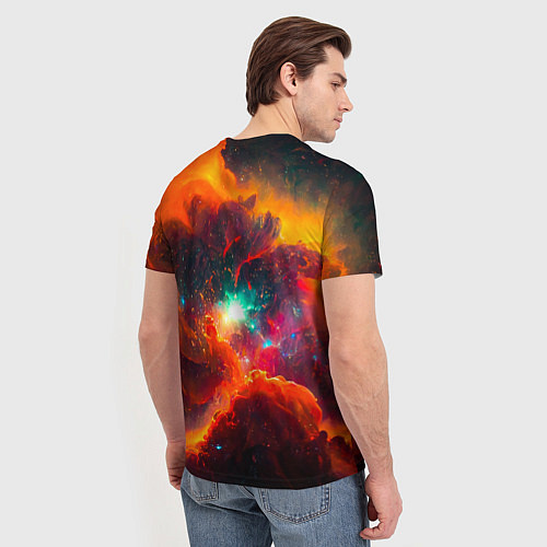 Мужская футболка Небула в космосе в оранжевых тонах - нейронная сет / 3D-принт – фото 4