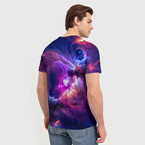 Мужская футболка Небула в космосе в фиолетовых тонах - нейронная се / 3D-принт – фото 4
