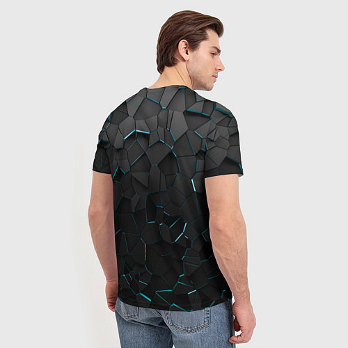 Мужская футболка Плиты с синей неоновой подсветкой / 3D-принт – фото 4