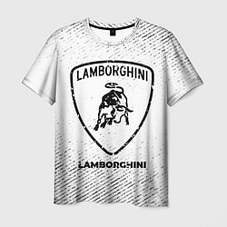 Мужская футболка Lamborghini с потертостями на светлом фоне