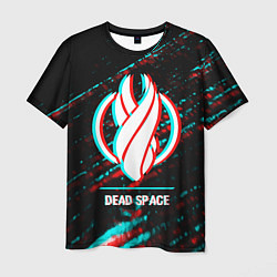 Мужская футболка Dead Space в стиле glitch и баги графики на темном