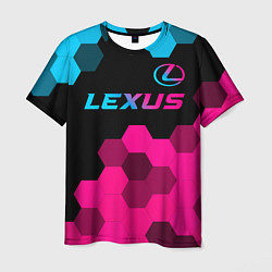 Мужская футболка Lexus - neon gradient: символ сверху