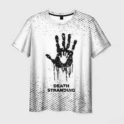 Мужская футболка Death Stranding с потертостями на светлом фоне