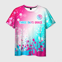 Мужская футболка Three Days Grace neon gradient style: символ сверх