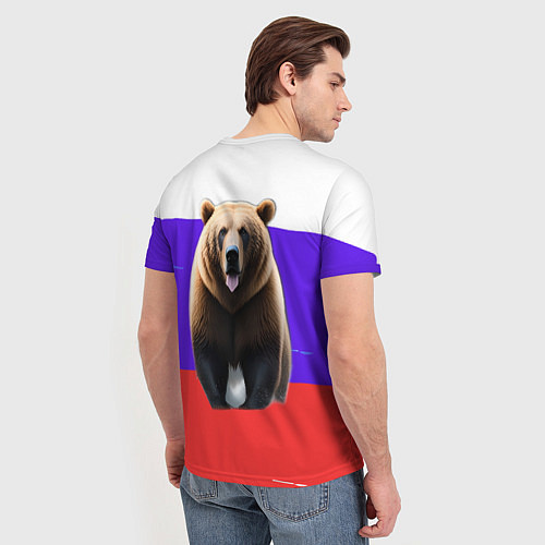Мужская футболка Медведь на флаге / 3D-принт – фото 4