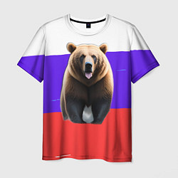 Футболка мужская Медведь на флаге, цвет: 3D-принт