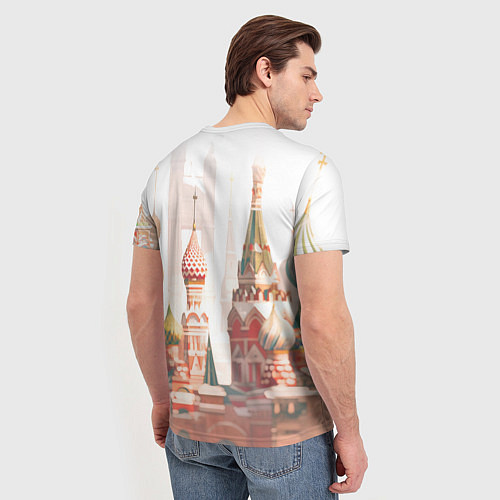 Мужская футболка Девушка в кокошнике с косой - кремль / 3D-принт – фото 4