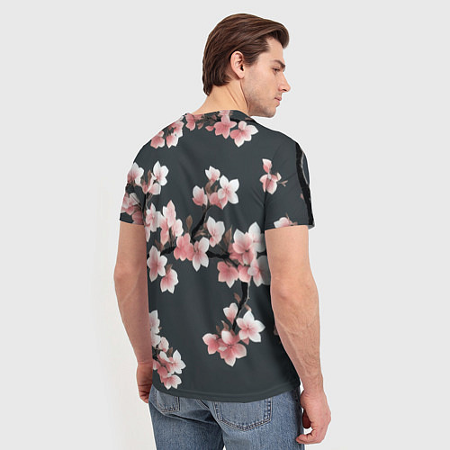 Мужская футболка Цветущее дерево на темном фоне / 3D-принт – фото 4