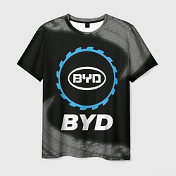 Мужская футболка BYD в стиле Top Gear со следами шин на фоне