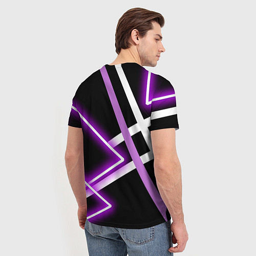 Мужская футболка Фиолетовые полоски с неоном / 3D-принт – фото 4
