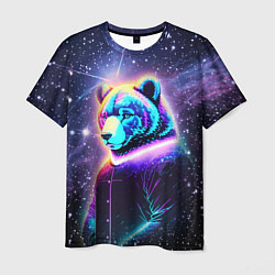 Мужская футболка Светящийся космический медведь
