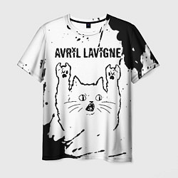 Футболка мужская Avril Lavigne рок кот на светлом фоне, цвет: 3D-принт