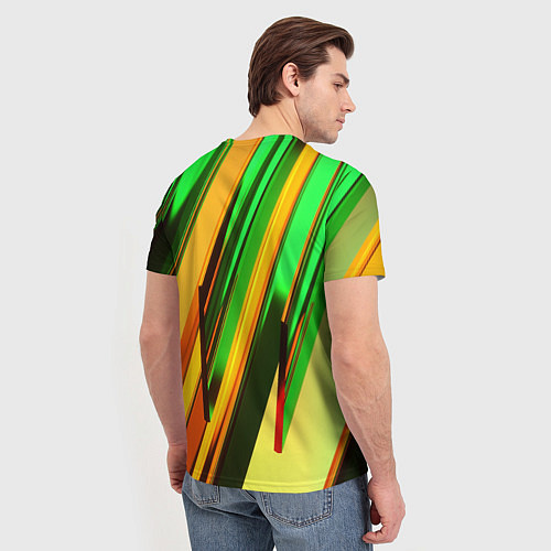 Мужская футболка Зелёные и оранжевые пластины / 3D-принт – фото 4