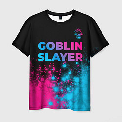 Мужская футболка Goblin Slayer - neon gradient: символ сверху