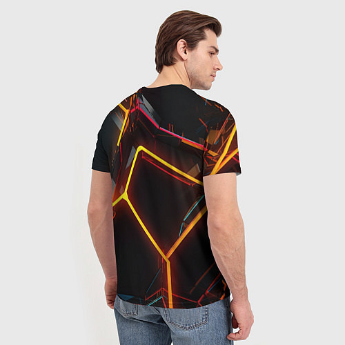 Мужская футболка Неон на черном фоне / 3D-принт – фото 4