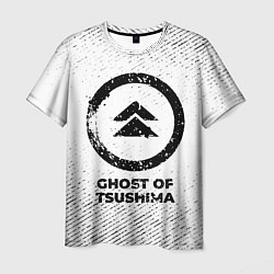 Мужская футболка Ghost of Tsushima с потертостями на светлом фоне