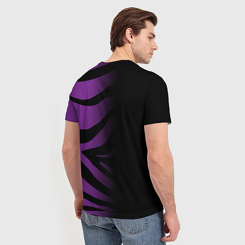 Мужская футболка Фиолетовый с черными полосками зебры / 3D-принт – фото 4