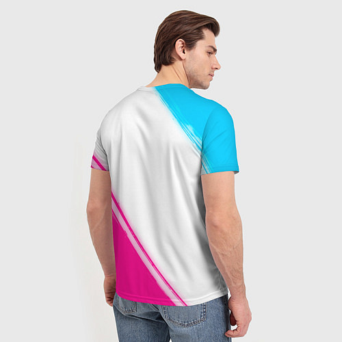 Мужская футболка Stray neon gradient style: надпись, символ / 3D-принт – фото 4