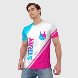 Футболка мужская Stray neon gradient style: надпись, символ, цвет: 3D-принт — фото 2