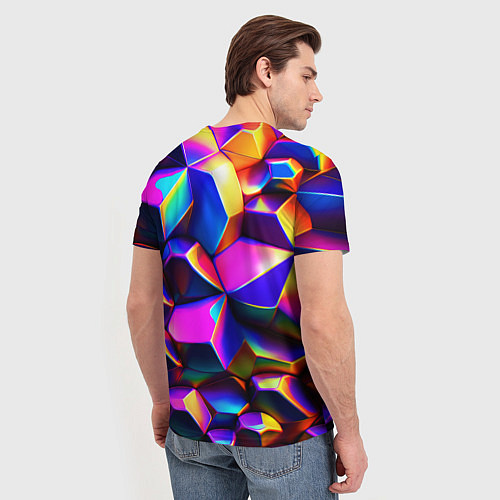 Мужская футболка Бензиновые неоновые кристаллы / 3D-принт – фото 4