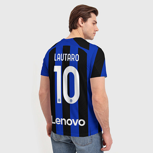 Мужская футболка Лаутаро Мартинес Интер форма 2223 домашняя / 3D-принт – фото 4