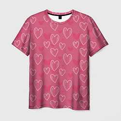 Мужская футболка Нарисованные сердца паттерн