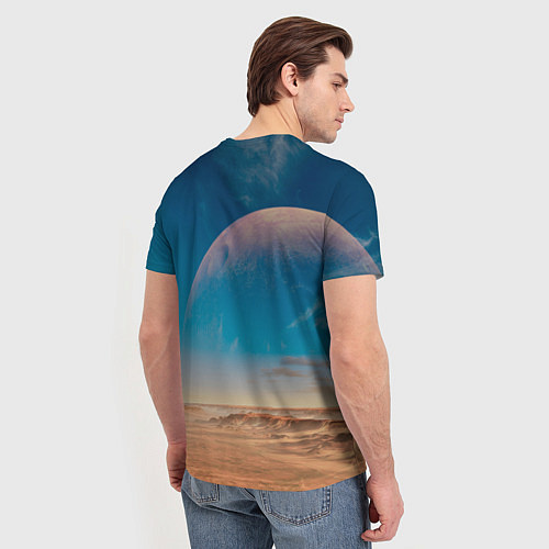 Мужская футболка Пустыня и очертания планеты / 3D-принт – фото 4