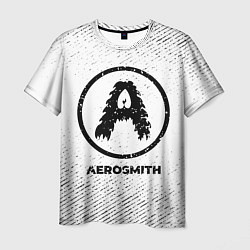 Мужская футболка Aerosmith с потертостями на светлом фоне