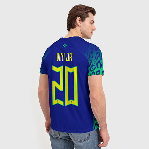 Мужская футболка Винисиус Жуниор ЧМ 2022 сборная Бразилии гостевая / 3D-принт – фото 4