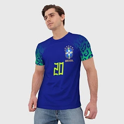Футболка мужская Винисиус Жуниор ЧМ 2022 сборная Бразилии гостевая, цвет: 3D-принт — фото 2