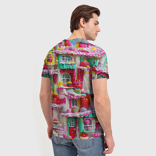 Мужская футболка Домики из сладостей / 3D-принт – фото 4