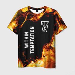 Мужская футболка Within Temptation и пылающий огонь