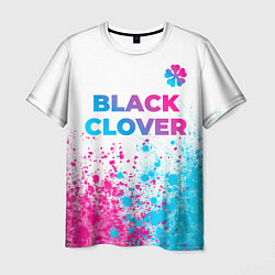 Мужская футболка Black Clover neon gradient style: символ сверху