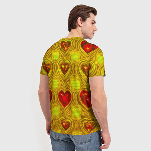 Мужская футболка Узор рубиновые сердца / 3D-принт – фото 4