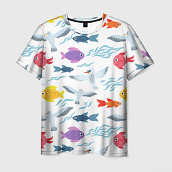 Мужская футболка Рыбы и чайки