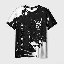Мужская футболка OneRepublic и рок символ на темном фоне