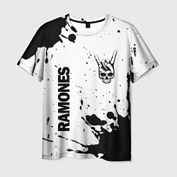 Мужская футболка Ramones и рок символ на светлом фоне