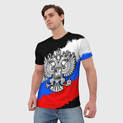 Футболка мужская Триколор - герб РФ, цвет: 3D-принт — фото 2
