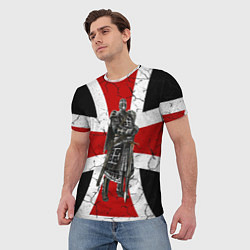 Футболка мужская Рыцарь на фоне мальтийского креста, цвет: 3D-принт — фото 2